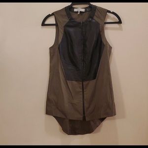 Robert Rodriguez vest army green and black Pleather, size 0